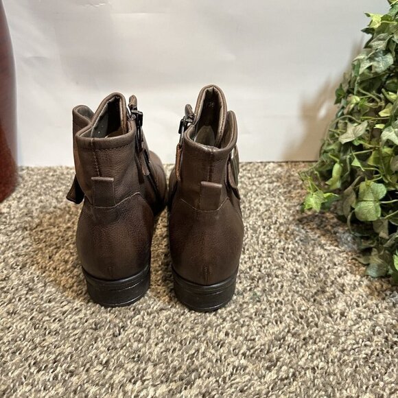 Miz Mooz Brown Espresso Leather Buckled Ankle Boots Siggy Size 36 US 5.5-6 New - Picture 7 of 8